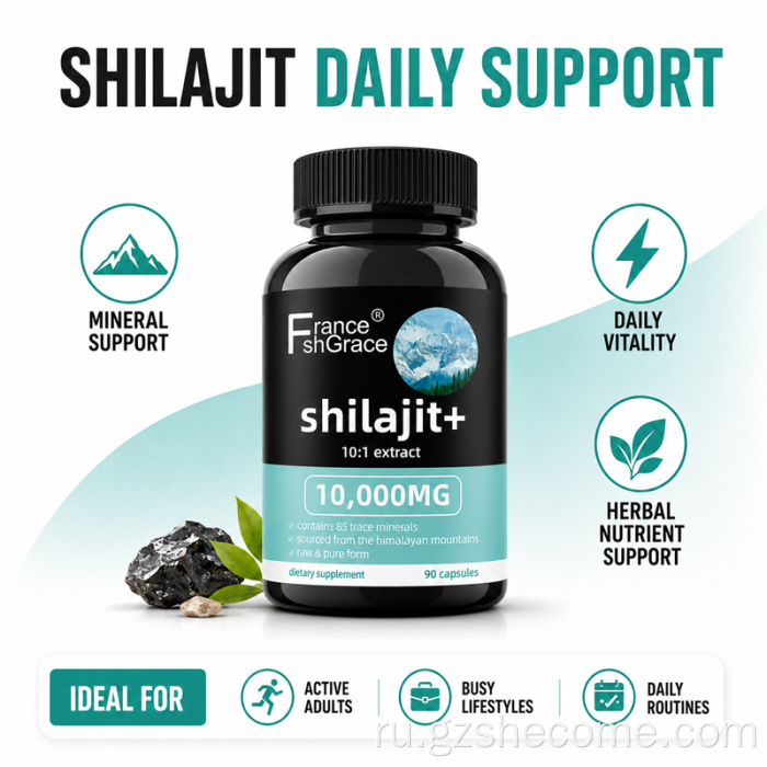 Капсулы Shecome Shilajit 10:1 с экстрактом, поддерживающим энергию